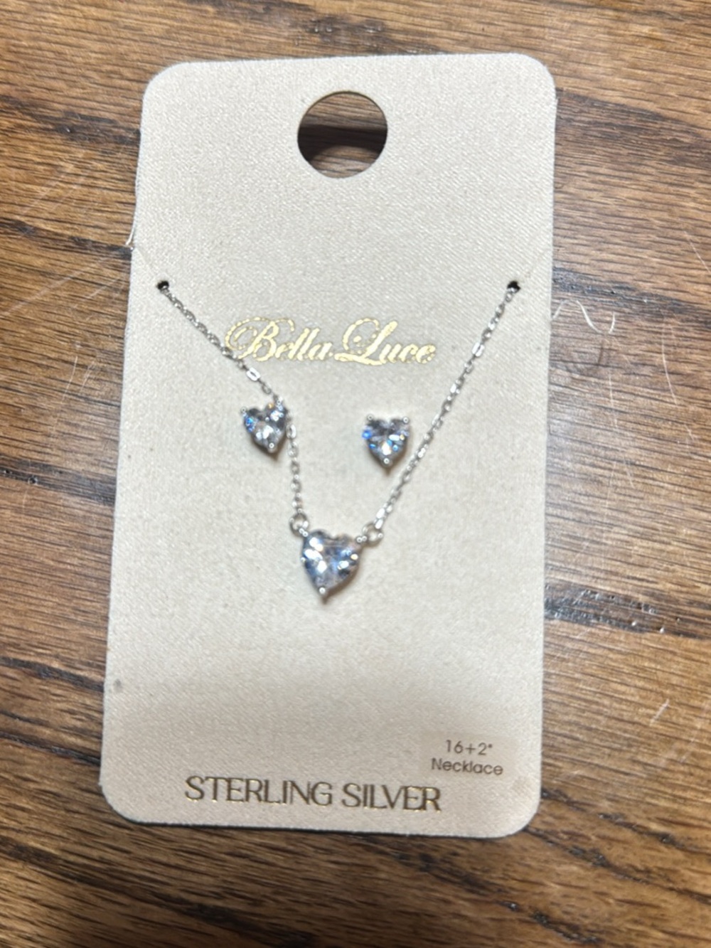 Sterling Silver Clear Heart Pendant Necklace & Studs
